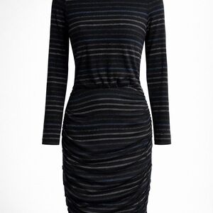 White House Black Market Black and Blue Striped Dress